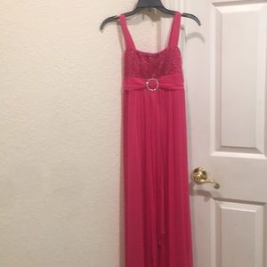 Girls long pink fancy dress